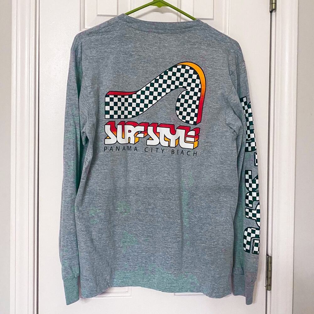 SURF STYLE • PCB, FL Black + White Checkered Long Sleeve Tee